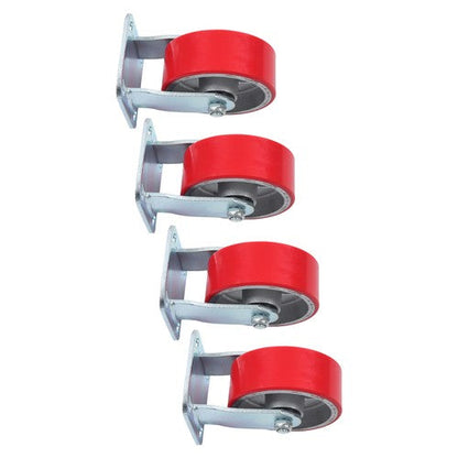 4 Pcs Polyurethane 3200Lbs 5"×2" Caster Wheels Red Straight Wheels Heavy Duty