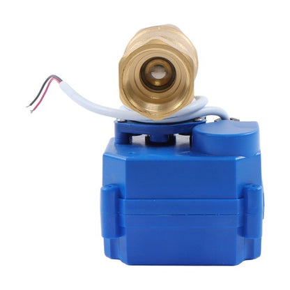 Solid Motorized Ball Valve 3/4in Standard Port Brass 9-24V NC Auto Return