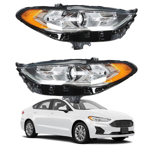 Headlight Fit For Ford Fusion 2017-2019 Headlamps Driver + Passenger Side Pair