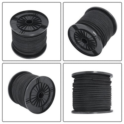 3/8in×250ft Nylon Solid Braid Rope High UV Abrasion Resistance Industrial Black