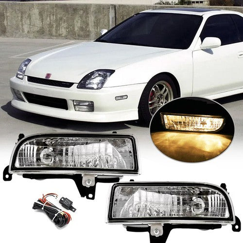 Clear Lens Fog Lights Bumper Driving Lamps w/wiring for 1997-2001 for Honda Prelude