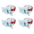 4 Pack 6' x 2' Heavy Duty Caster Wheel Swivel Plate PU With Brake Wheels