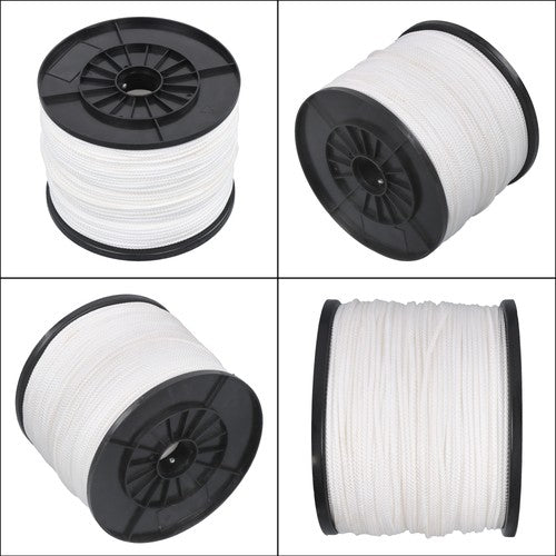 1/8 Inch Hollow Braid Polypro Rope 1000FT 350 Pounds Tensile Strength White