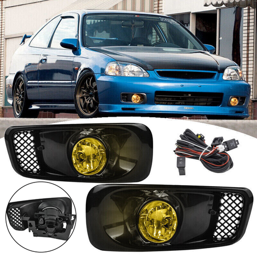 Front Bumper Yellow Lens Halogen Fog Lights Lamp for 1999-2000 for Honda Civic