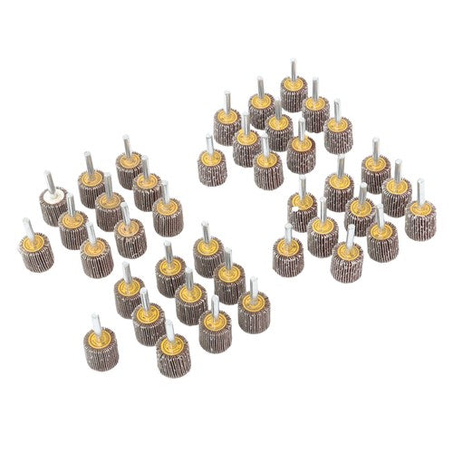 1" x 1" x 1/4" 60/80/120/240 Grit Shank Mounted Flap Wheels Set - 40 Pack
