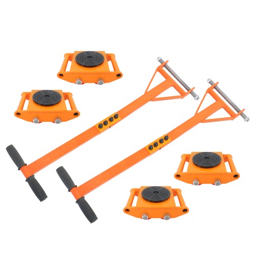 4 Pcs Machinery Skates Dolly With Handle 360�� Rotation 6T/13200Lbs Heavy Duty