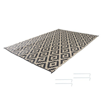 10x14 ft Waterproof Outdoor Rug Outdoor Plastic Straw Rug Carpet Black & Beige