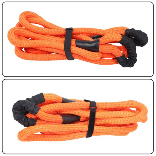 1"×20ft Kinetic Recovery Tow Rope Heavy Duty Energy Rope w/2 Soft Shackle Orange