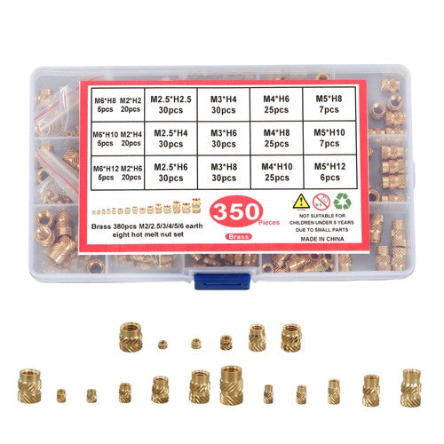 350Pack threaded inserts assortment kit M2-M6 metric internal thread rolled