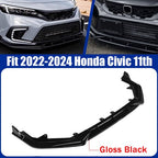 Fit 2022-2024 Honda Civic LX EX Si Gloss Black Front Bumper Lip Splitter 3PCS