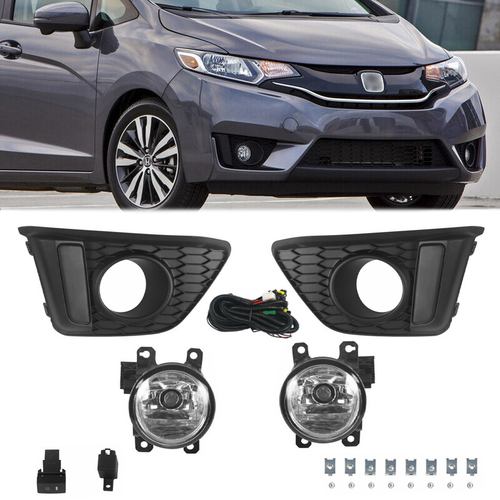 Front Bumper Clear Lens Fog Light Lamp Pair for 2014-2017 for Honda Fit Jazz GK5