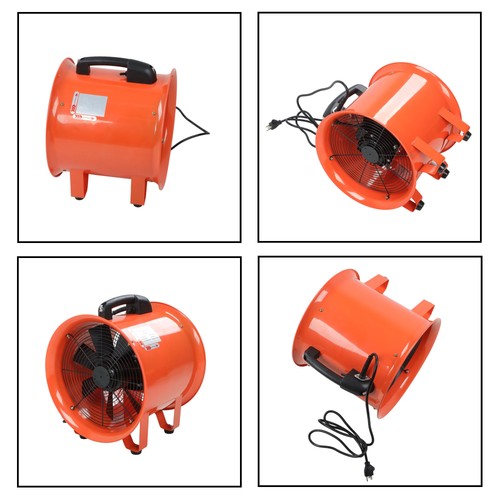 Portable Blower Steel 10 Inch, 1520 CFM 320W Industrial Orange 33ft Ducting