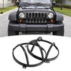 Fit 2007-2018 Jeep Wrangler JK Black Headlight Headlamp Guard Round Cover Kit