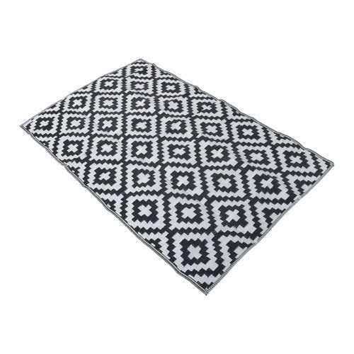 Black & White 4x6FT Waterproof Outdoor Rug Outdoor Carpet For Patio Backyard
