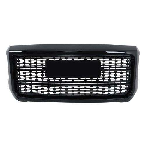 Gloss Black Front Grille For GMC Sierra 2500HD 3500HD Denali 2015-2019 Plastic