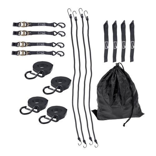 4 Pack Steel Ratchet Strap Black Fracture Strength 2200lbs 1in*15ft S Hooks