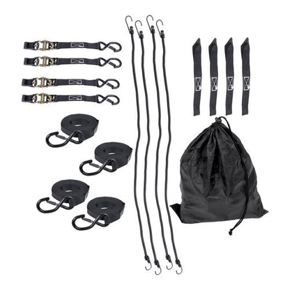4 Pack Steel Ratchet Strap Black Fracture Strength 2200lbs 1in*15ft S Hooks