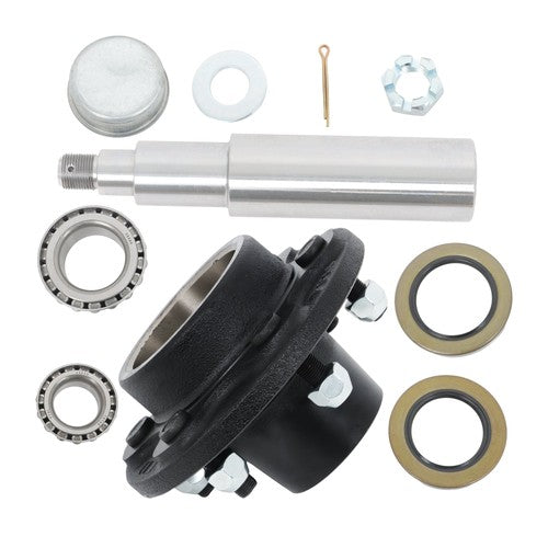 1 Set 6-Lug 5.5"Wheel Hub Kit & Round #42 Spindle with Bearing Kit -8 Pieces/Set
