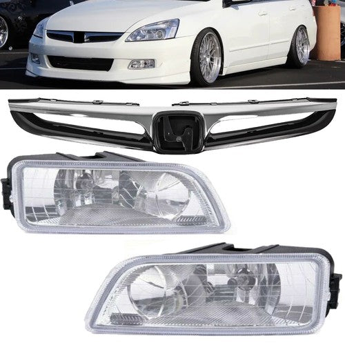 Front Upper Grille Bumper Grill Fog Lights for 2006-2007 for Honda Accord Sedan