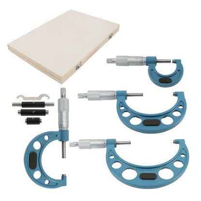 0-4"/0.0001" Premium Outside Micrometer Set Machinist Tool Precision Carbide Tip
