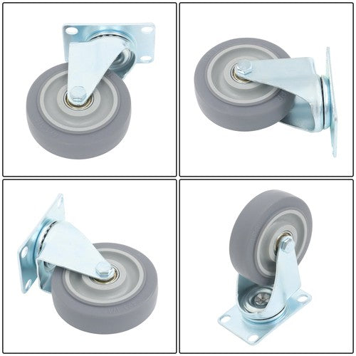 4 Pack Grey With Diagonal Bar 1200 Lbs 4 Inch Swivel Caster Wheels Heavy Duty