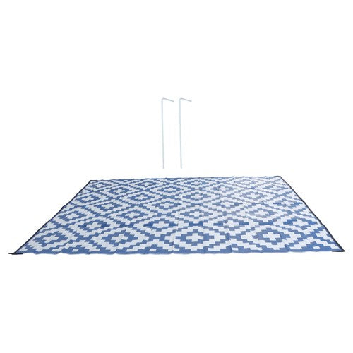 9x12ft Waterproof Outdoor Rug Outdoor Plastic Straw Rug Carpet Blue & White