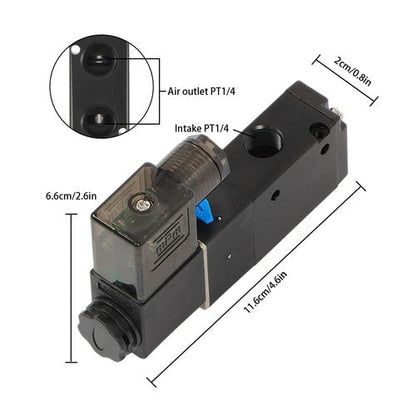 1/4'' DC 12V 3 way 2 position Pneumatic Electric Solenoid Valve NPT Air Aluminum