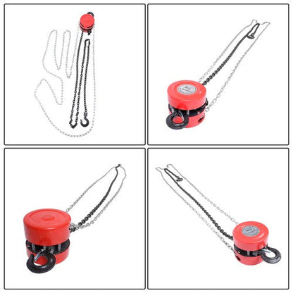 1 Ton / 2200Lbs Chain Hoist Manual Puller Block Fall Chain 10FT with Hook Red