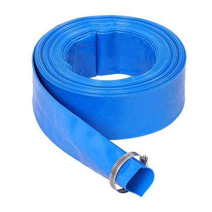 2" x 50FT Irrigation Discharge PVC Hose with Two Hose Collets Blue