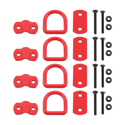 4 Pack 1/2 Inch Heavy Duty Bolt-On Forged D Ring 12000Lbs Break Strength Red