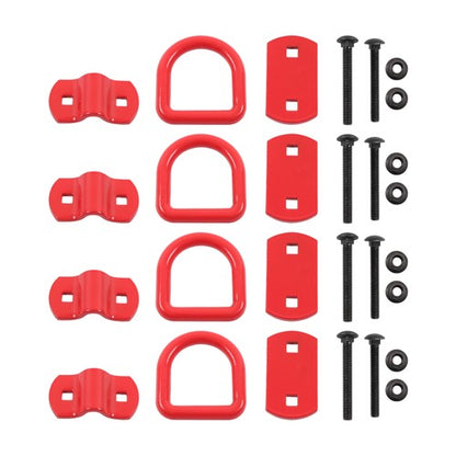 4 Pack 1/2 Inch Heavy Duty Bolt-On Forged D Ring 12000Lbs Break Strength Red