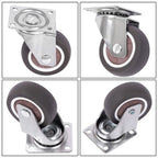 4 Piece 2 Inch Caster Wheels 360° Swivel Wheels (2 with Brake & 2 without brake)