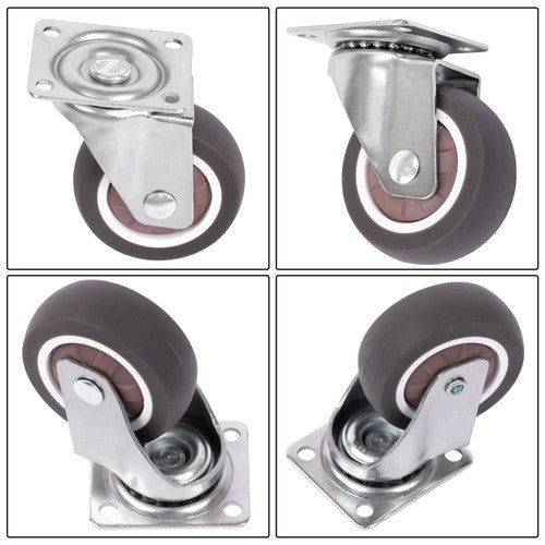 4 Piece 2 Inch Caster Wheels 360° Swivel Wheels (2 with Brake & 2 without brake)