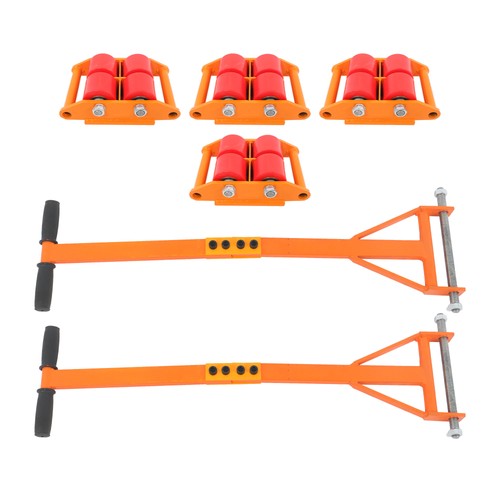 4 Pcs Machinery Skates Dolly With Handle 360�� Rotation 6T/13200Lbs Heavy Duty