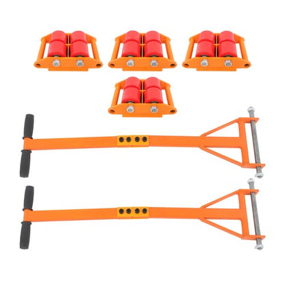 4 Pcs Machinery Skates Dolly With Handle 360° Rotation 6T/13200Lbs Heavy Duty