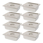 Restaurant Steam Table Pans 8 Pack 1/2 Size 4 Inch Deep Thickened with Lid