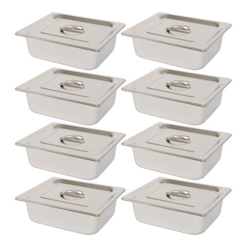 Restaurant Steam Table Pans 8 Pack 1/2 Size 4 Inch Deep Thickened with Lid