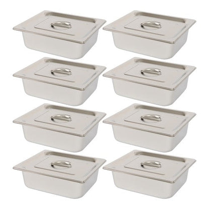 Restaurant Steam Table Pans 8 Pack 1/2 Size 4 Inch Deep Thickened with Lid