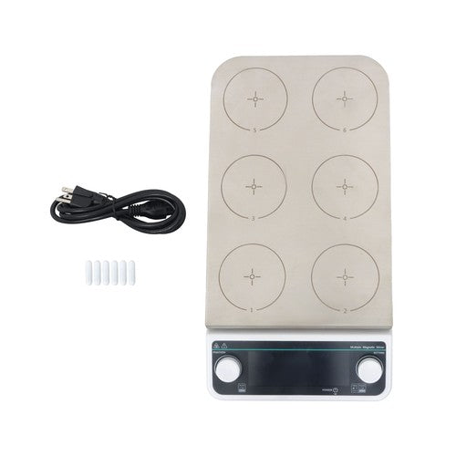 6x500ml 6 Magnetic Heating Stirrer Multi-Position Magnetic 120℃/248℉ 50-1200RPM
