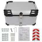 65L Top Case Tail Box Waterproof Luggage Scooter Trunk Storage Silver Motorcycle