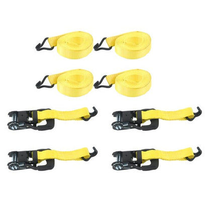 4 Pc 1.5" inch x 16' Ft Ratchet Tie Down Cargo Straps 1100 Lbs J Hooks
