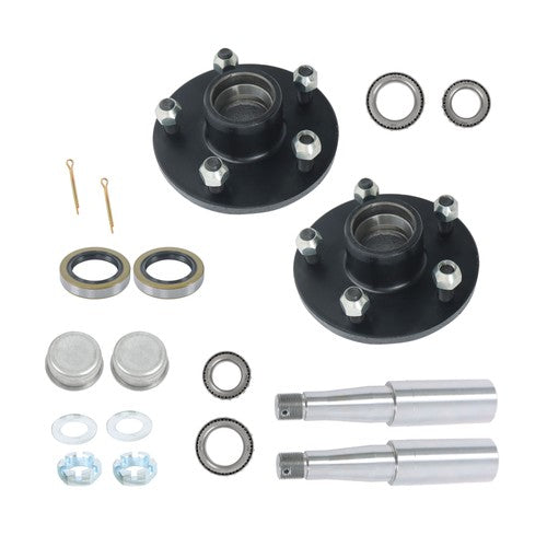 2 Pack 5-lug 5'' wheel hub kits & 8.25-inch round #84 Spindles -7 Pieces/set