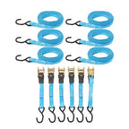 Ratchet Strap 6 Pcs+Polyester 566lbs Fracture Strength 1700lbs 1in*20ft S Hooks