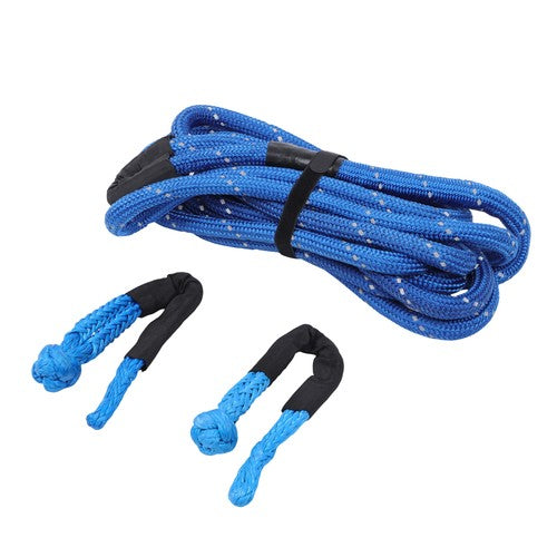 Kinetic Recovery Tow Rope 34000Lbs 1in x 30ft Blue with Soft Shackle for Truck