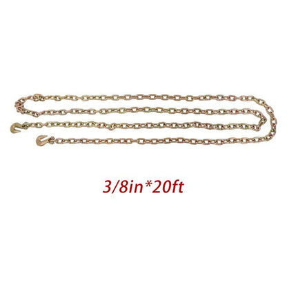 Binder Transport Chain G80 Steel 7100Lbs Tow Chain 3/8In × 20FT With Grab Hooks
