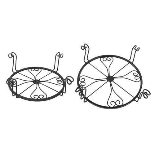 2 Pack 10" 12" Metal Plant Stands Outdoor Indoor Round Pot Stand Rustproof Black