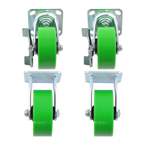 4 sets of 5' heavy-duty casters 2 side brakes and 2 straight wheels 4000lbs