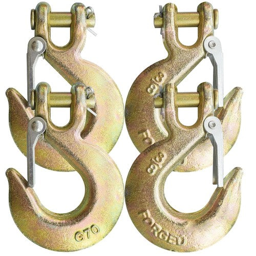 4 Pack G70 3/8" Clevis Slip Hook w/ Latch Trailer Truck Transport Tow Chain Hook