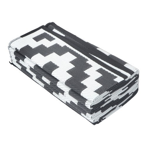 9x12 ft Waterproof Outdoor Rug Outdoor Plastic Straw Rug Carpet Black & White