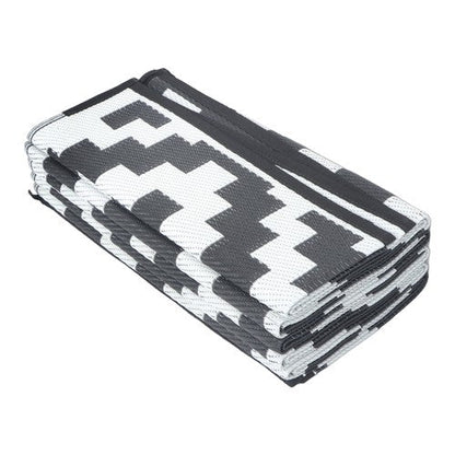 9x12 ft Waterproof Outdoor Rug Outdoor Plastic Straw Rug Carpet Black & White